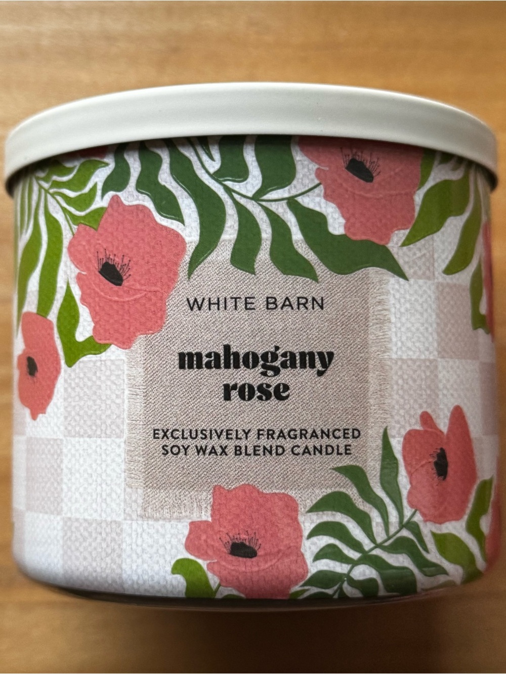 White Barn Mahogany Rose Candle - Pink & Green Floral Tin
